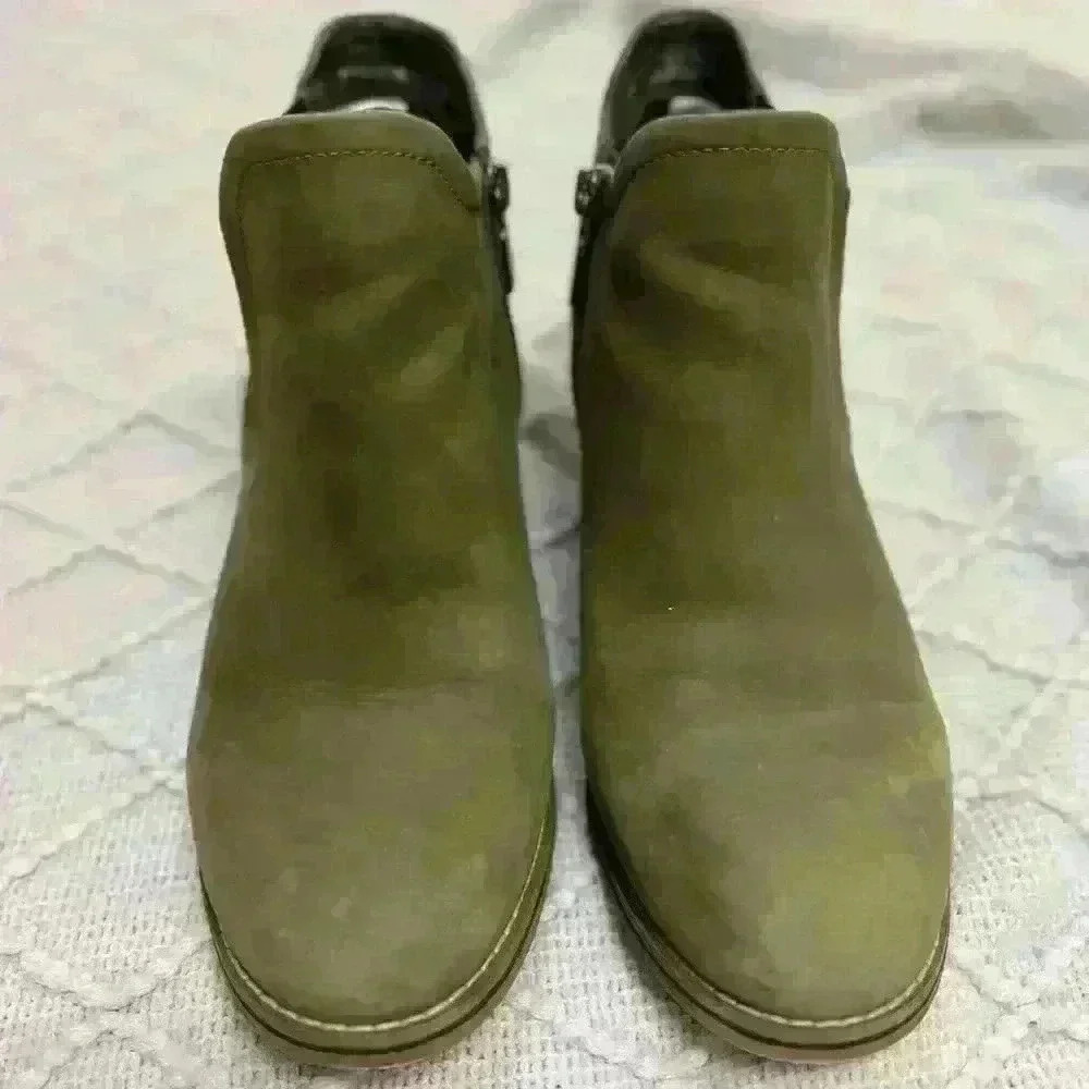 Blondo Womens Suede Olive Green Zippered Waterproof Heel Booties Size 9.5M EUC